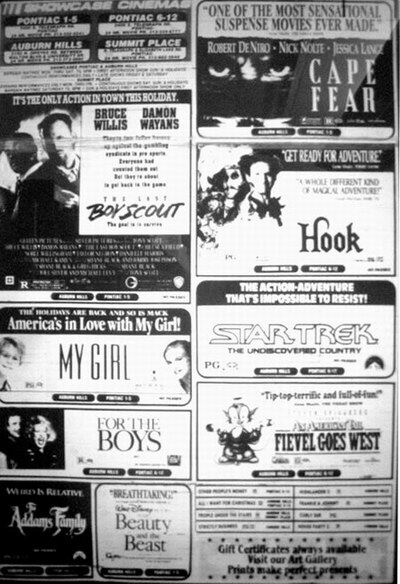 Showcase Cinemas Pontiac 1-5 - OLD AD